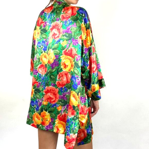 Vintage Victoria's Secret Floral Print Satin Robe - Picture 9 of 10